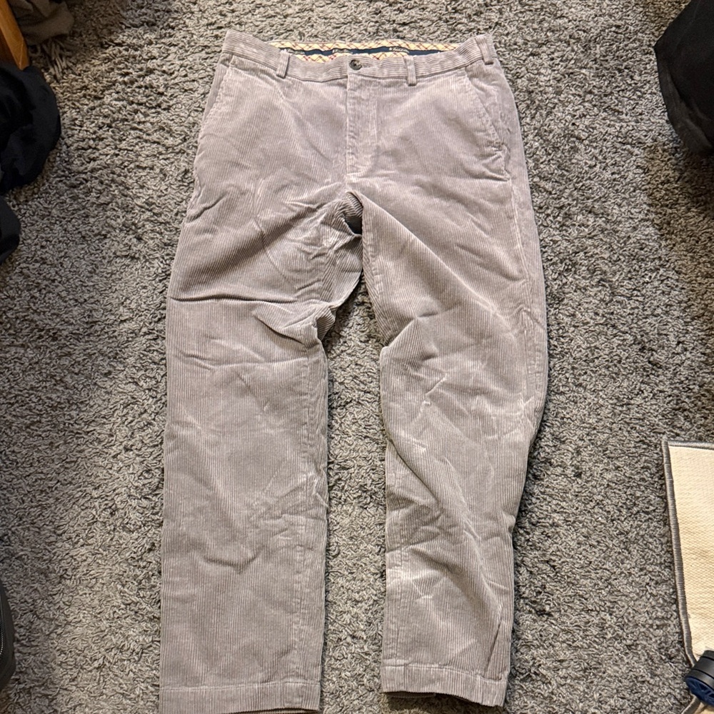 Brooks Brothers Clark Fit Men's Corduroy Pants - 35x32 - Grey